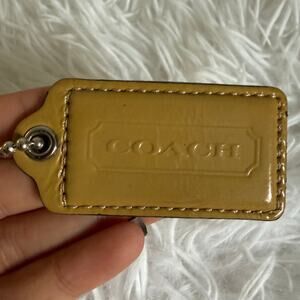 2" COACH Patent Leather White Fob Bag Charm Hang tag Hangtag